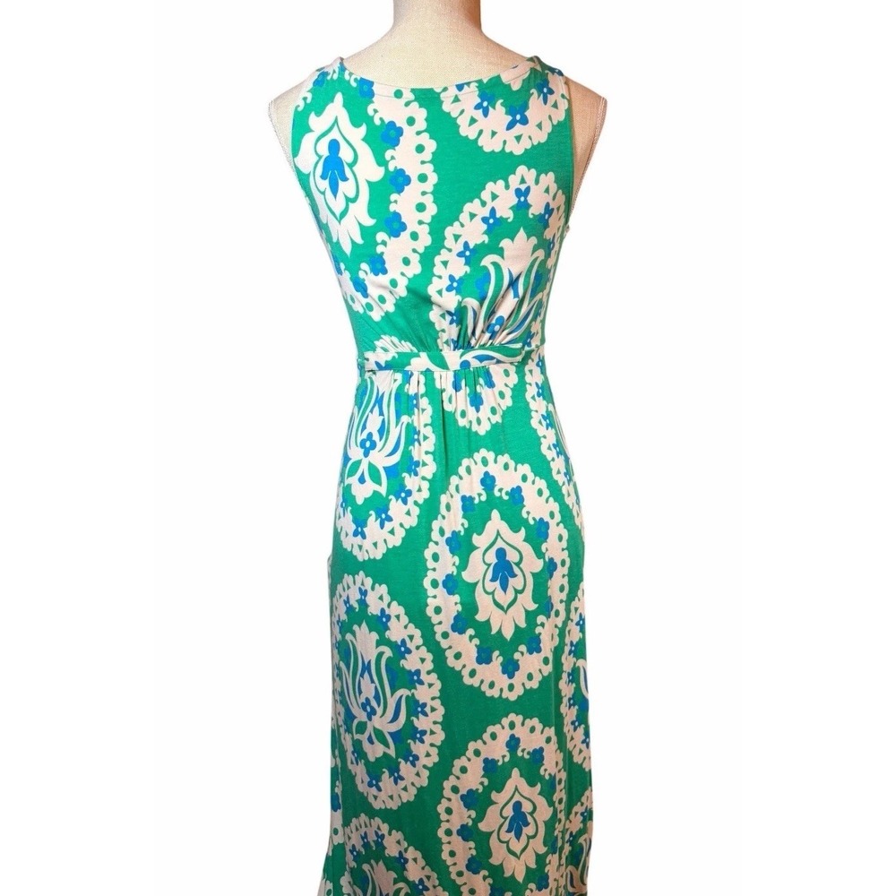 Boden Green Blue Floral Medallion Viscose Maxi Dress Sleeveless US 2R Resortwear - Picture 5 of 14